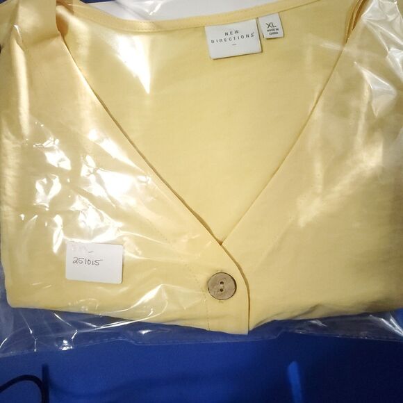 New Directions Women's Yellow Tie-Front Short Sleeve Size XL - Picture 14 of 14